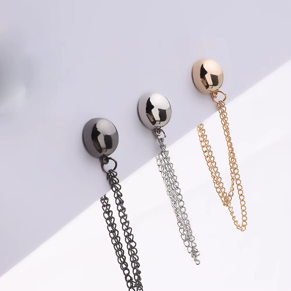 4Pcs Multi-Function Magnetic Clothing Clip with Chain Metal Buttons Clip Clothes Scarf Trouser Legs Cuff Fixing Magnet Pin Decor