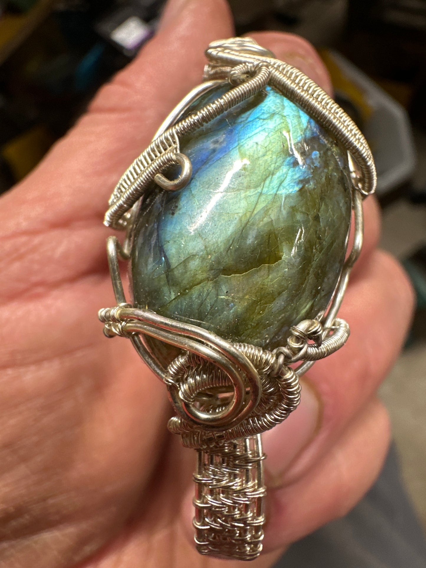 Handcrafted Labradorite Wire-Wrapped Bracelet