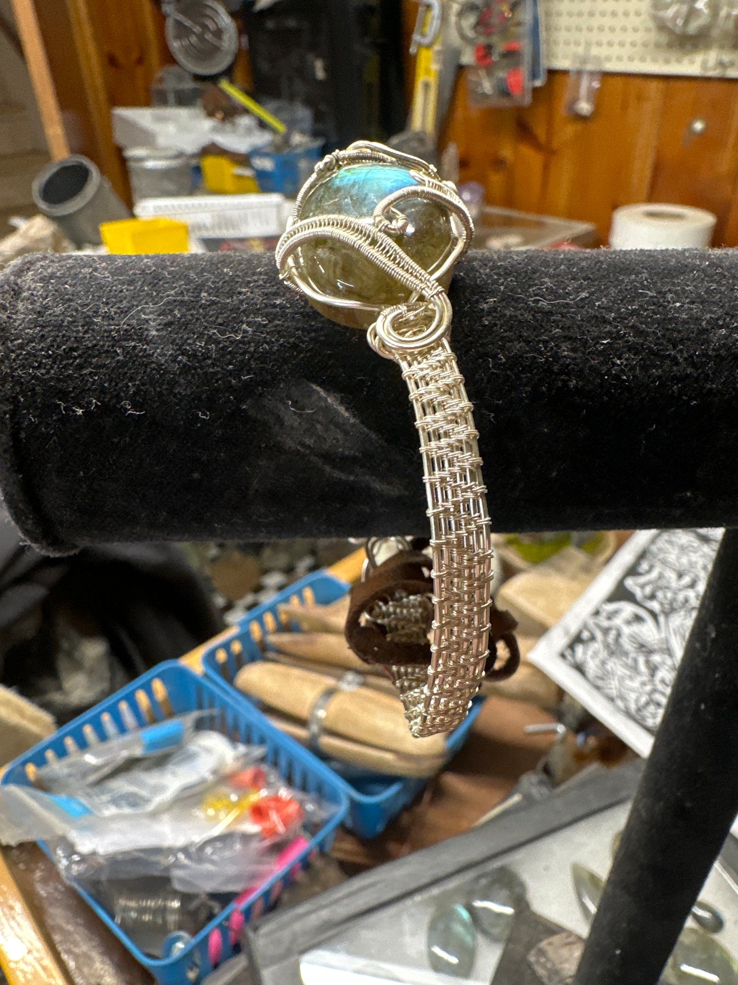 Handcrafted Labradorite Wire-Wrapped Bracelet