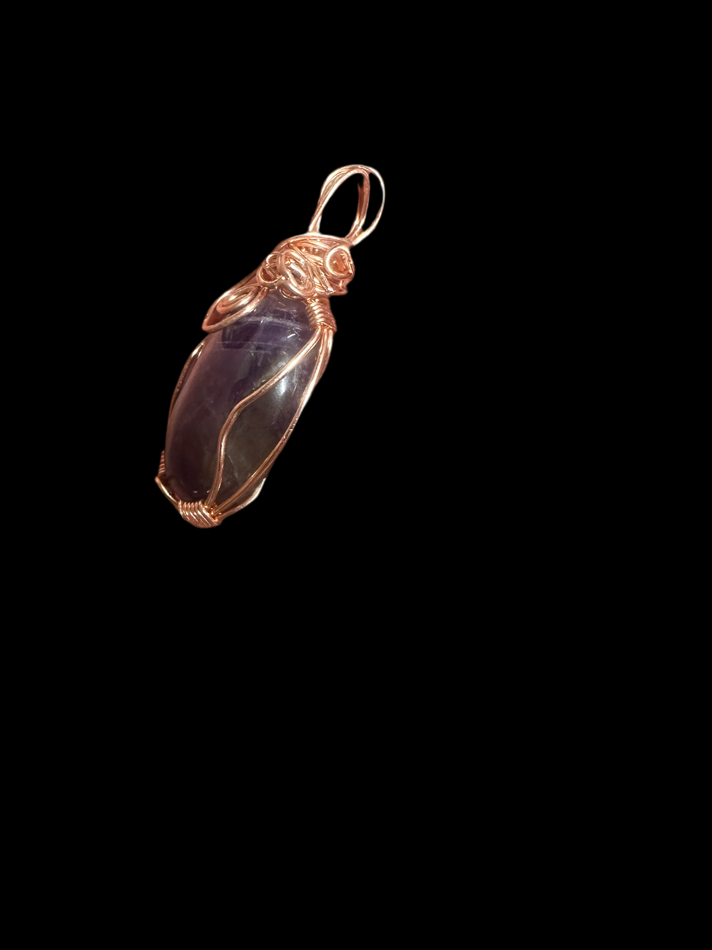 Handcrafted Amethyst Pendant – Recycled Copper Wire Wrapped