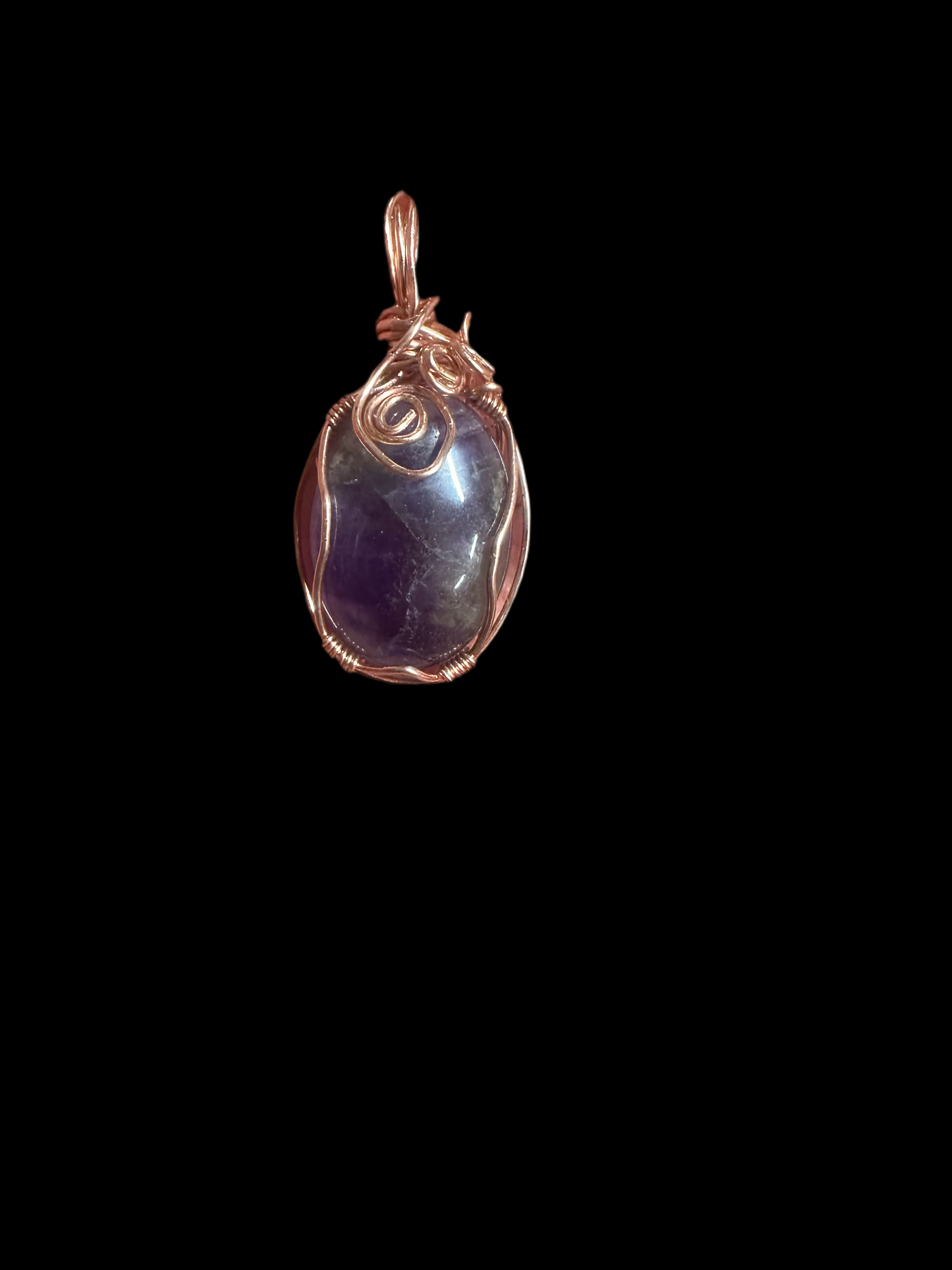 Handcrafted Amethyst Pendant – Recycled Copper Wire Wrapped