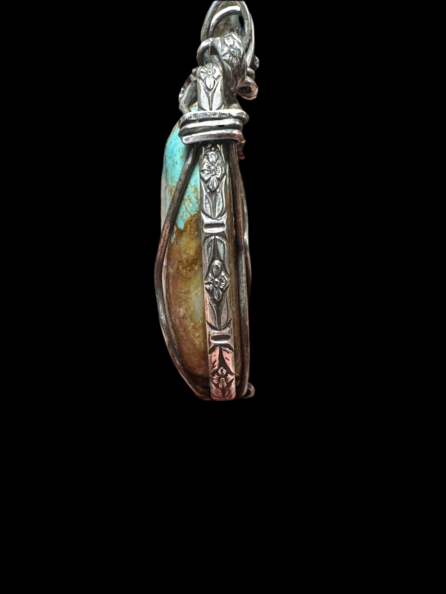 Kingman Bisbee #8 Mine Turquoise Pendant in Sterling Silver”