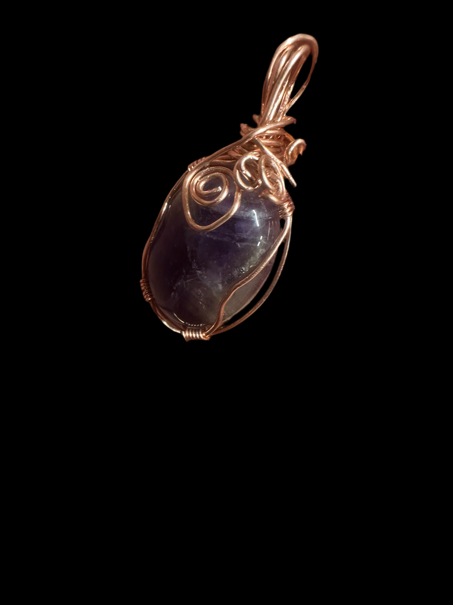 Handcrafted Amethyst Pendant – Recycled Copper Wire Wrapped