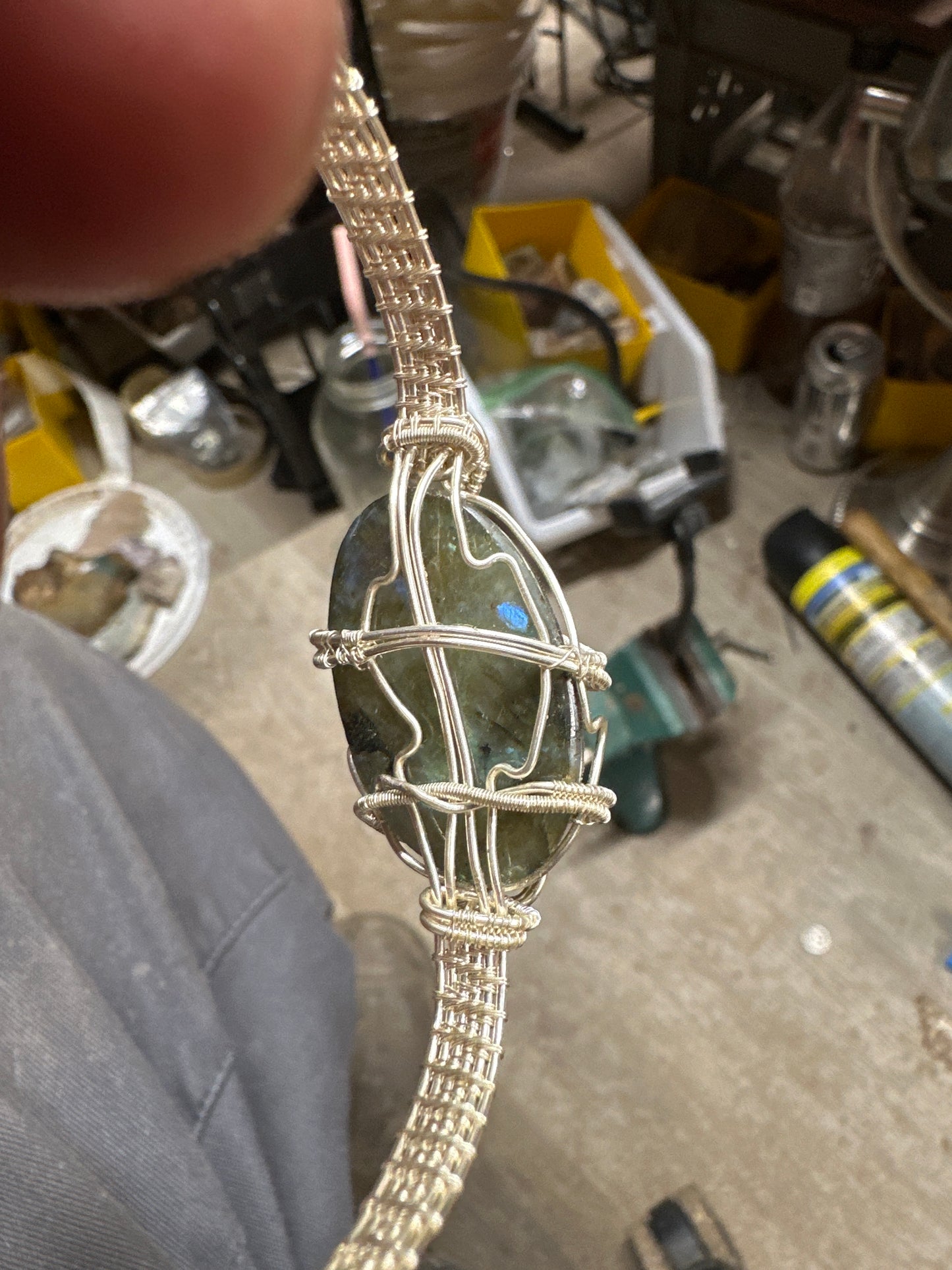 Handcrafted Labradorite Wire-Wrapped Bracelet