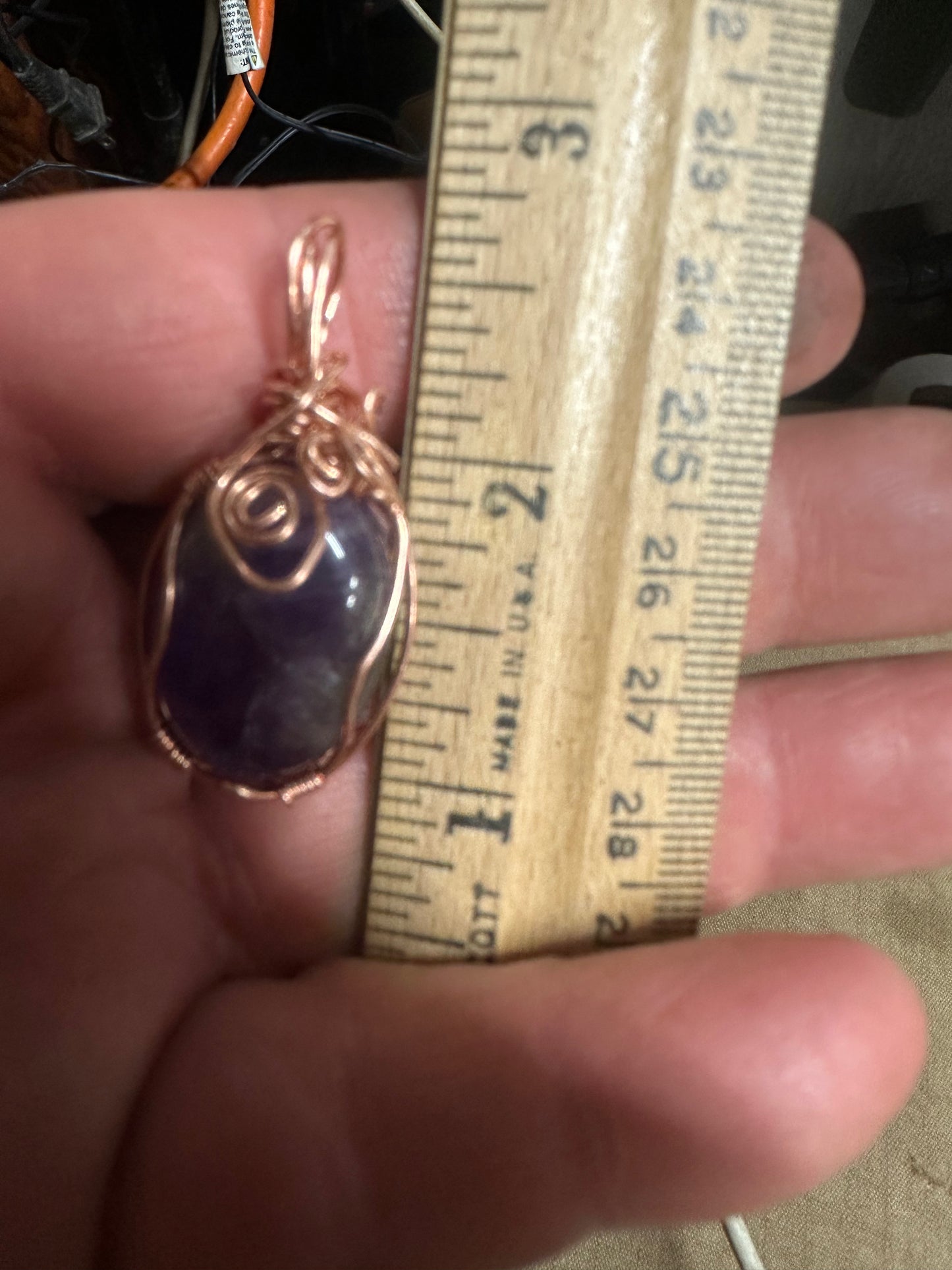 Handcrafted Amethyst Pendant – Recycled Copper Wire Wrapped