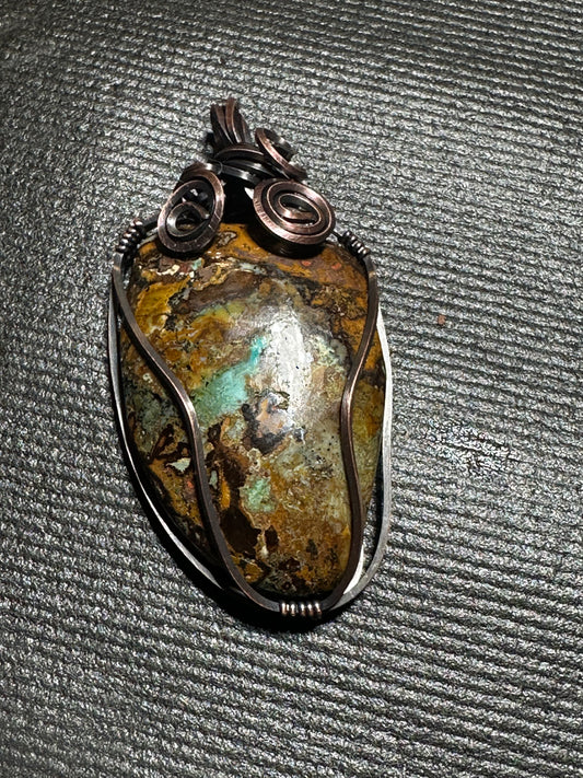 Chrysocolla Copper Wire Pendant – Lot #C.P-1:01