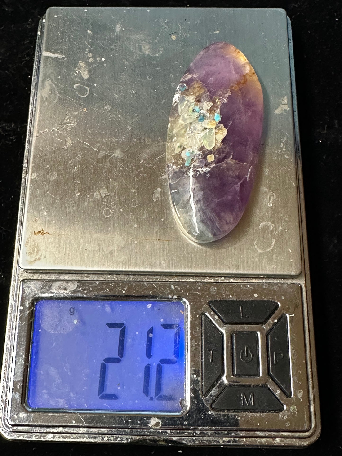 Handcrafted Ethiopian Opal Inlay on Amethyst Cabochon – 21.2g