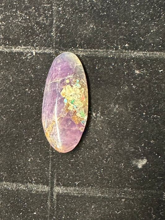 Handcrafted Ethiopian Opal Inlay on Amethyst Cabochon – 21.2g