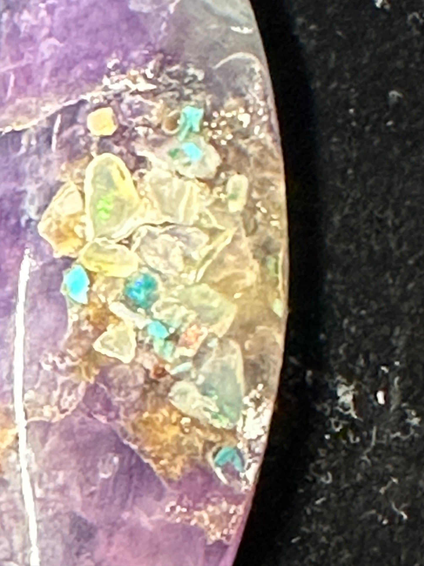 Handcrafted Ethiopian Opal Inlay on Amethyst Cabochon – 21.2g