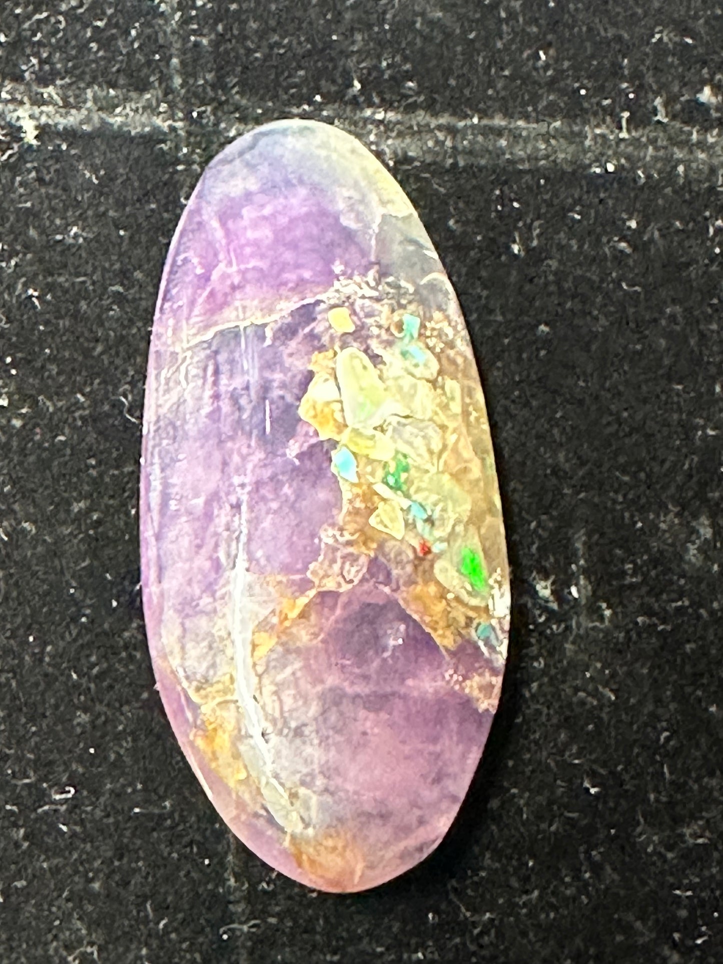 Handcrafted Ethiopian Opal Inlay on Amethyst Cabochon – 21.2g